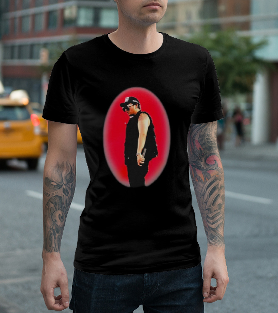 Fuerza Regida Spotlight Black 2024 Red Circle Background T-Shirt