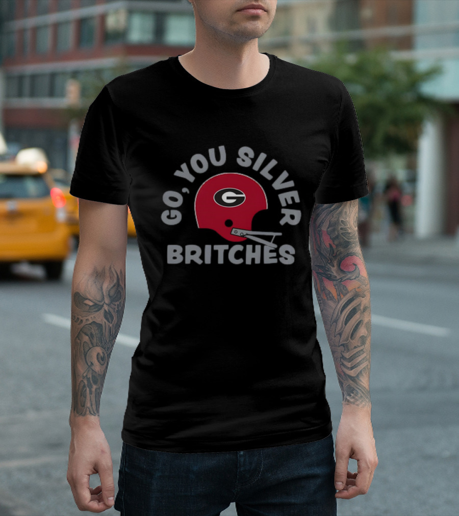 Georgia Football Go You Silver Britches Vintage Helmet T-Shirt