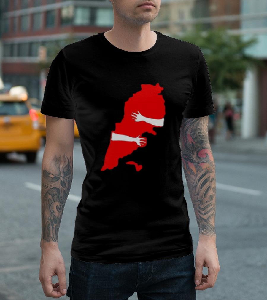 Lebanese Hug Red Map Embrace T-Shirt
