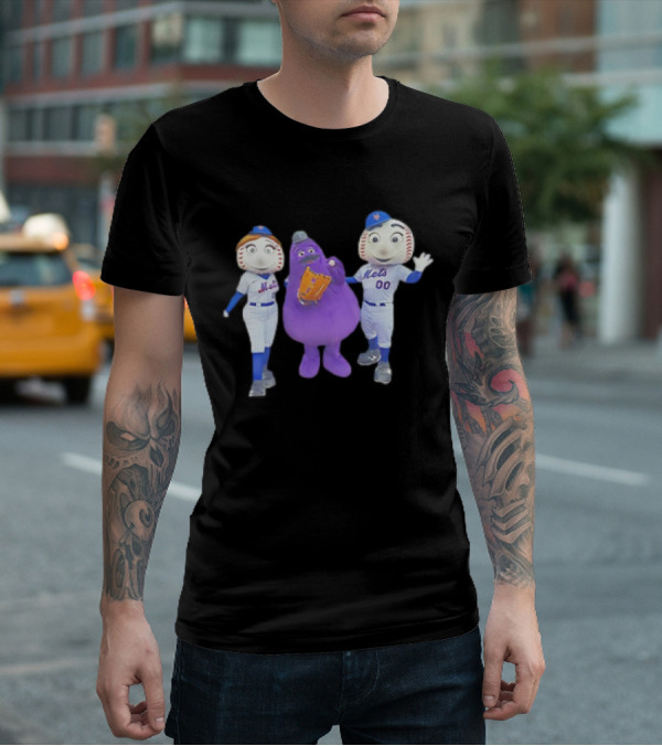 Mrs Met Grimace Mr Met Mets Baseball Characters Collaboration T-Shirt