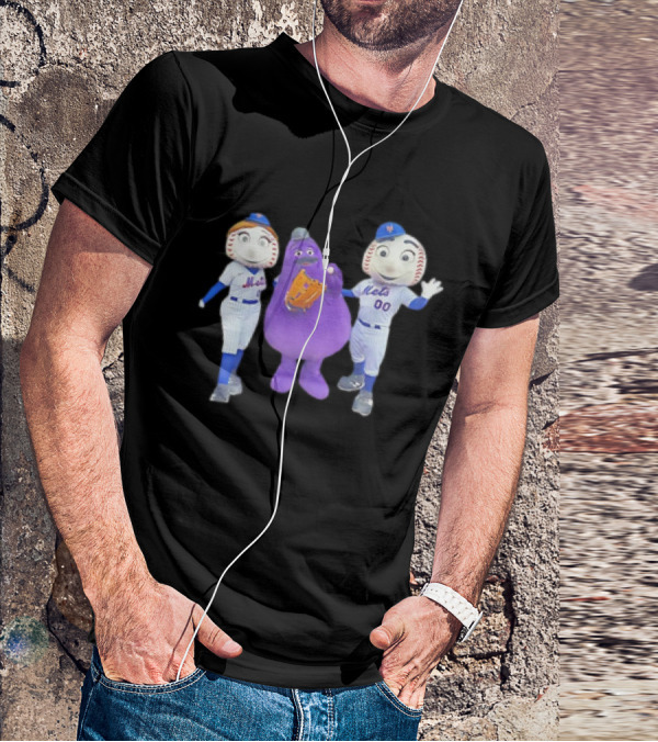 Mrs Met Grimace Mr Met Mets Baseball Characters Collaboration T-Shirt