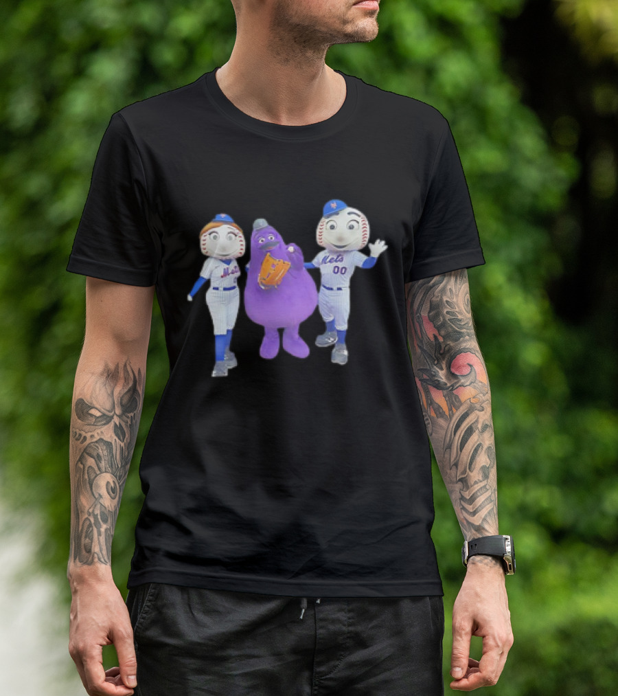 Mrs Met Grimace Mr Met Mets Baseball Characters Collaboration T-Shirt