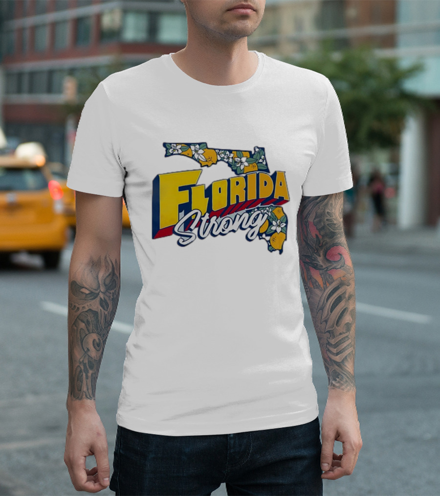 Florida Strong State Outline Orange Blossom T-Shirt