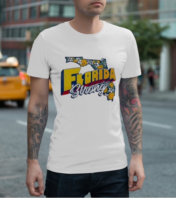 Florida Strong State Outline Orange Blossom T-Shirt