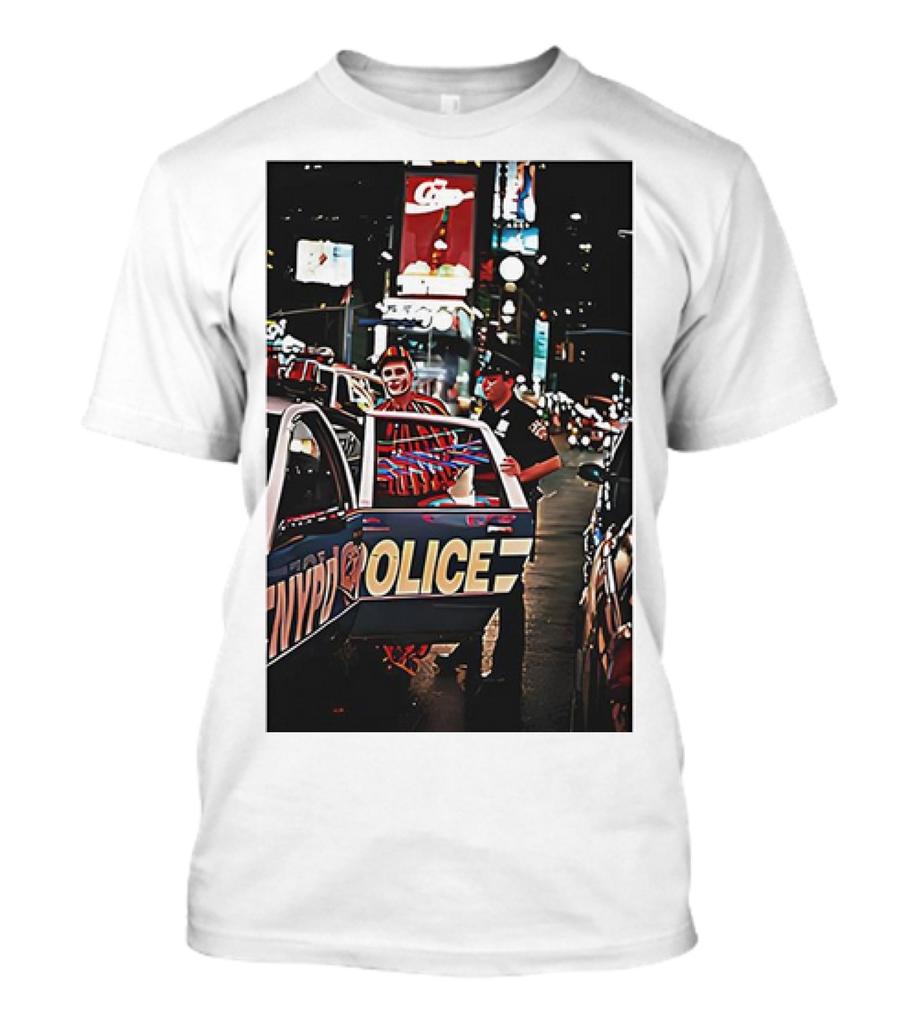Tough Town For A Clown NYPD Police Car Scene T-Shirt
