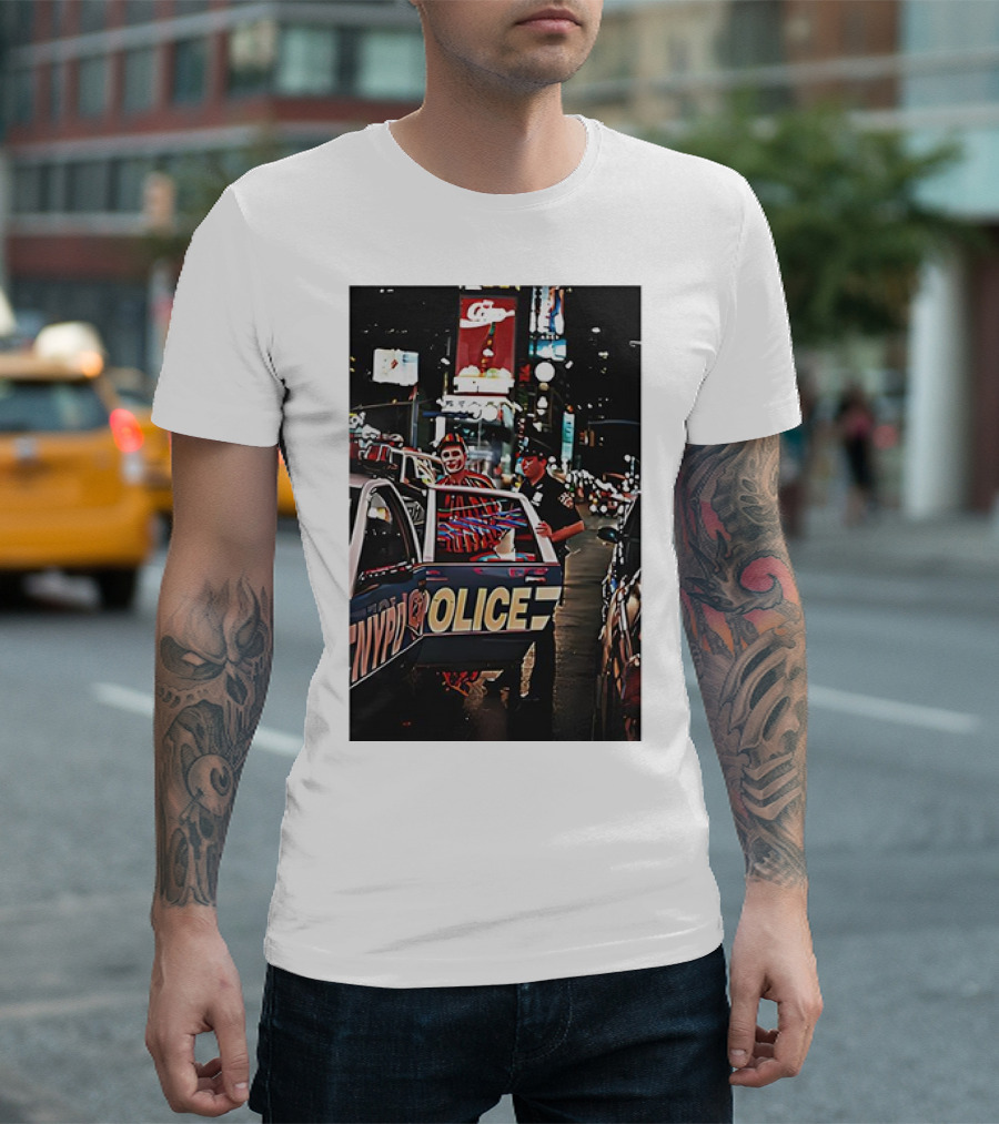 Tough Town For A Clown NYPD Police Car Scene T-Shirt