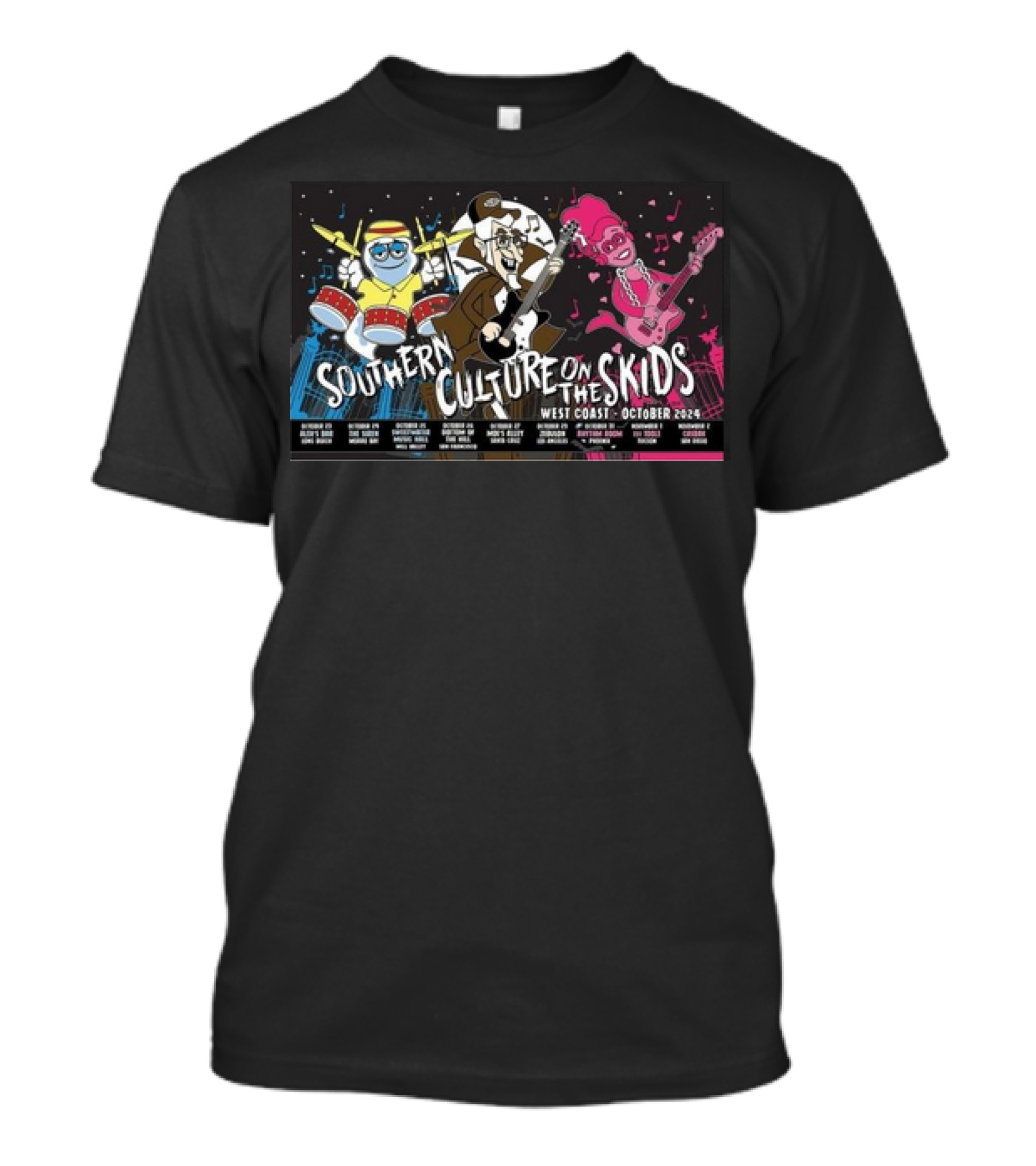Southern Culture On The Skids Tour Dates West Coast October 2024 Nostalgic Cartoon Style Band Tour T-Shirt