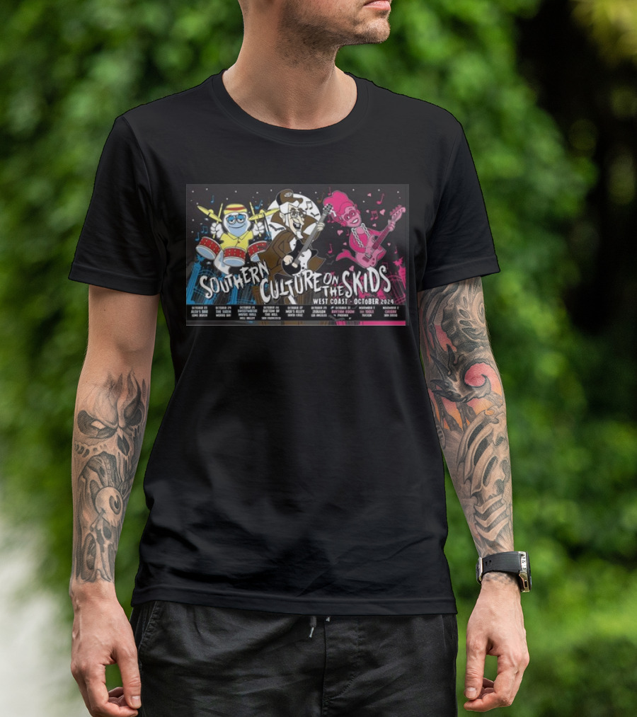 Southern Culture On The Skids Tour Dates West Coast October 2024 Nostalgic Cartoon Style Band Tour T-Shirt