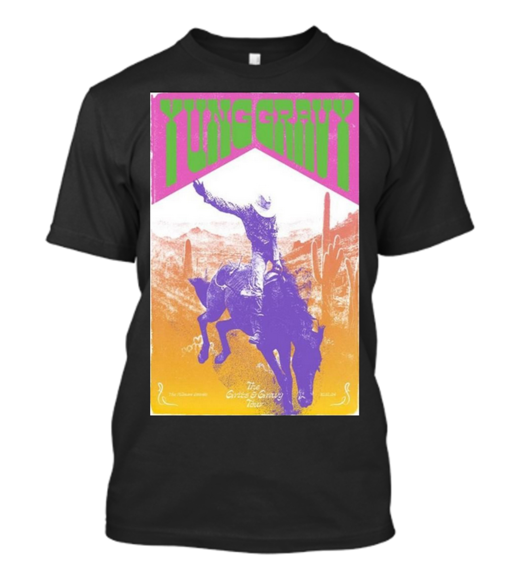 Yung Gravy The Gravy Train Tour The Fillmore Detroit In Detroit, MI Oct 12 2024 Event Rider Cactus Scene T-Shirt