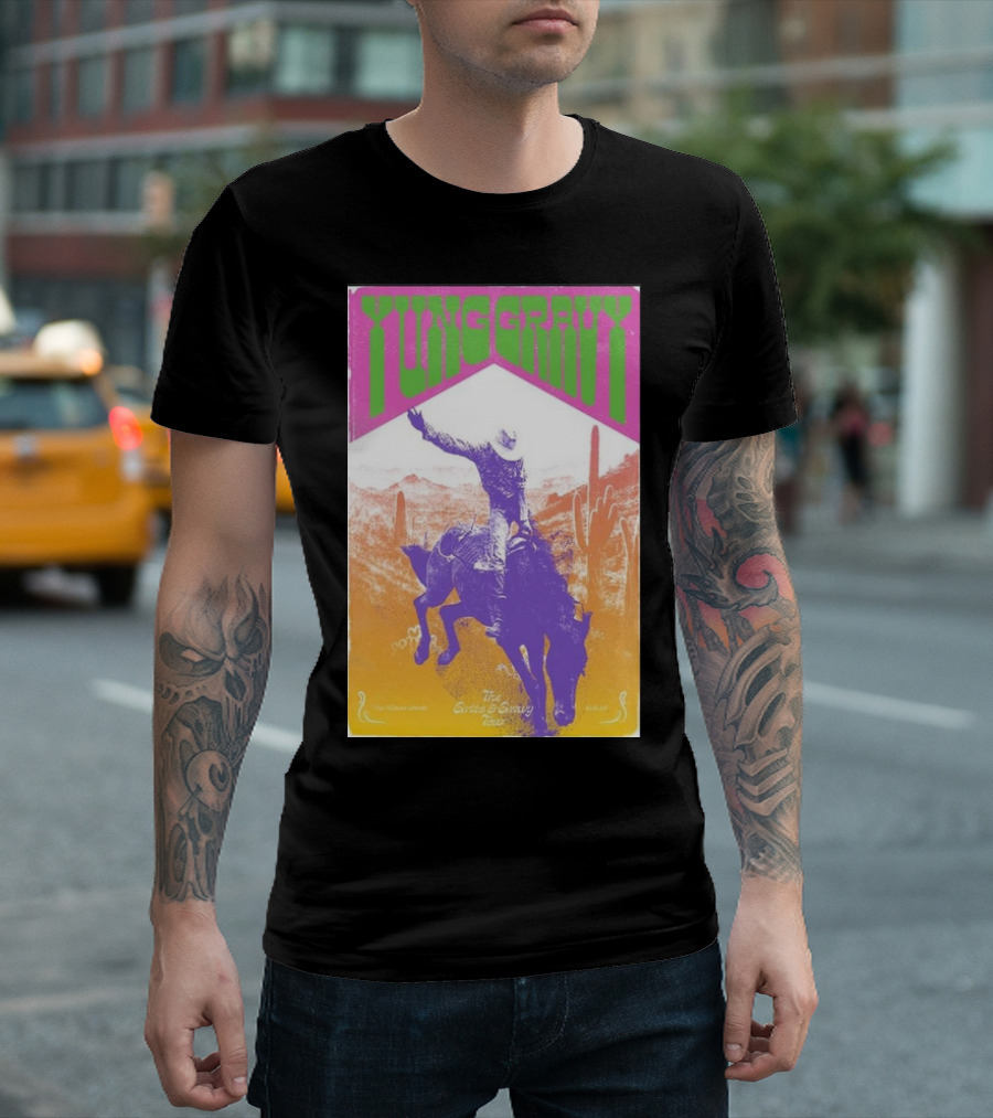 Yung Gravy The Gravy Train Tour The Fillmore Detroit In Detroit, MI Oct 12 2024 Event Rider Cactus Scene T-Shirt