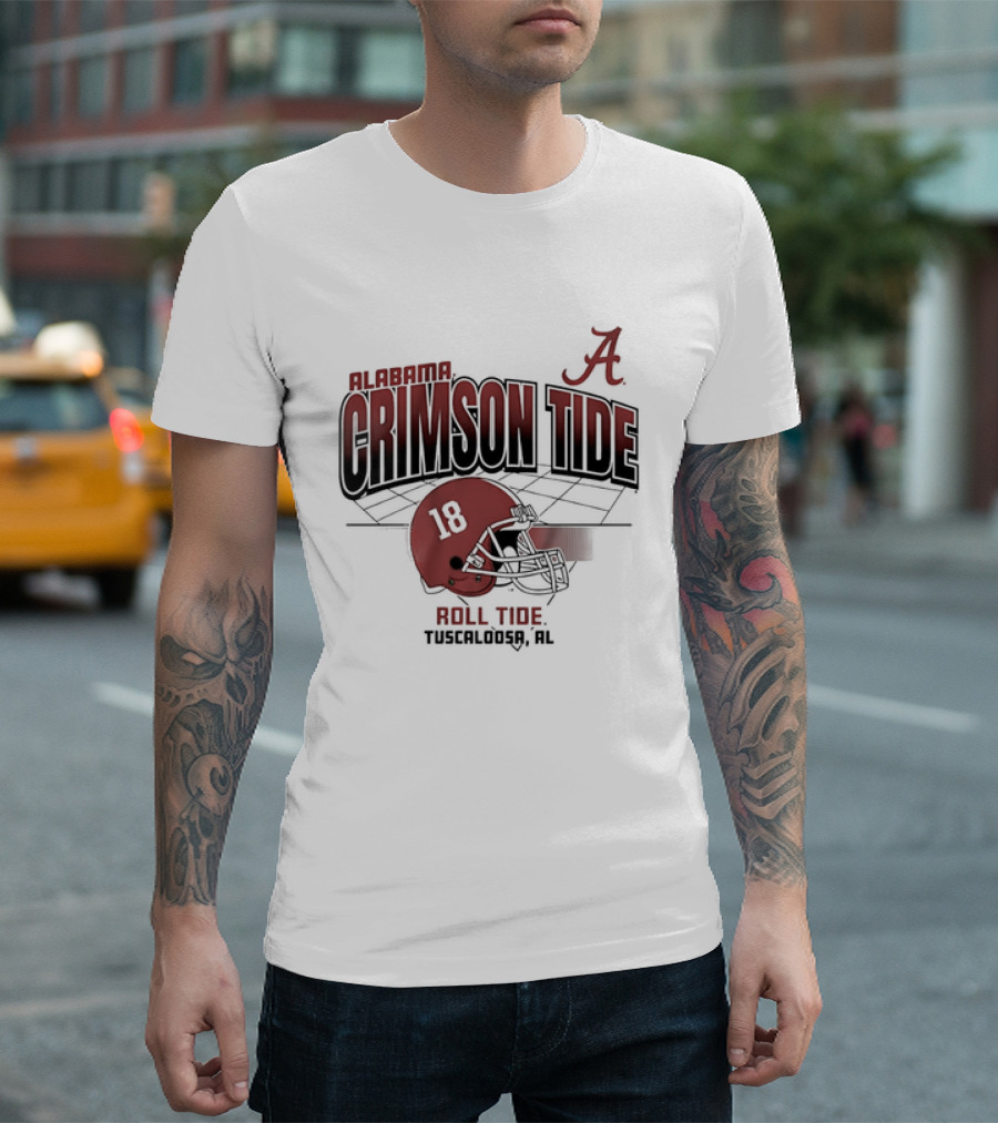 Alabama Crimson Tide 18 Helmet Roll Tide Tuscaloosa Football Grid Vintage T-Shirt
