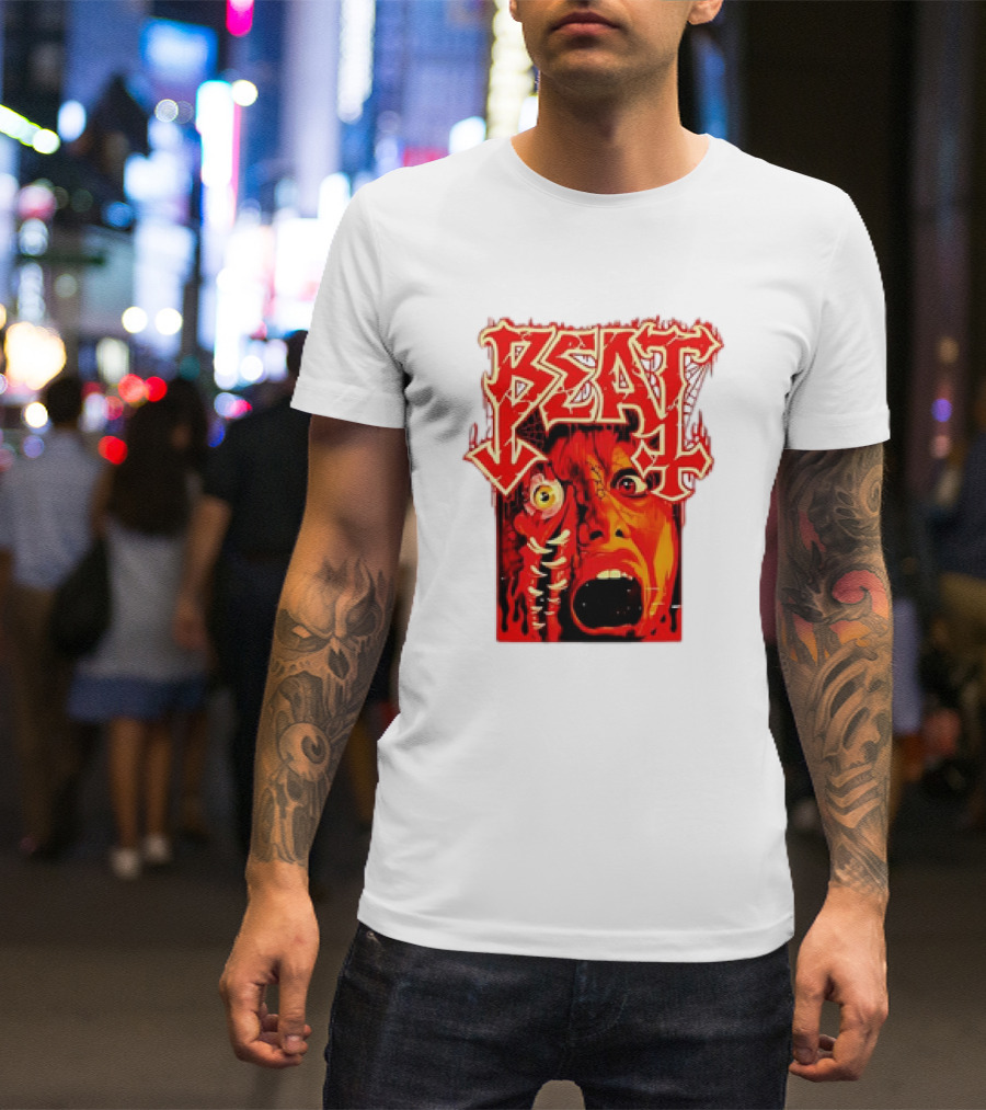 Beat Mutation Horror Zombie Face With Screaming Expression T-Shirt