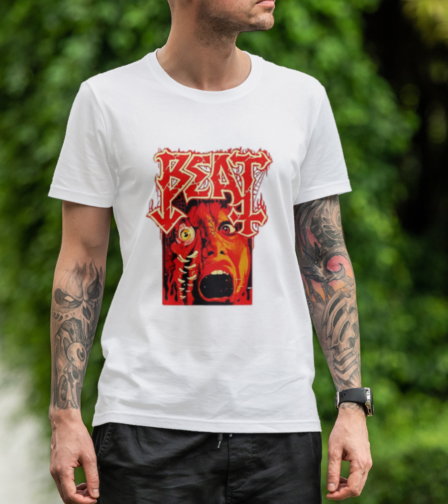 Beat Mutation Horror Zombie Face With Screaming Expression T-Shirt