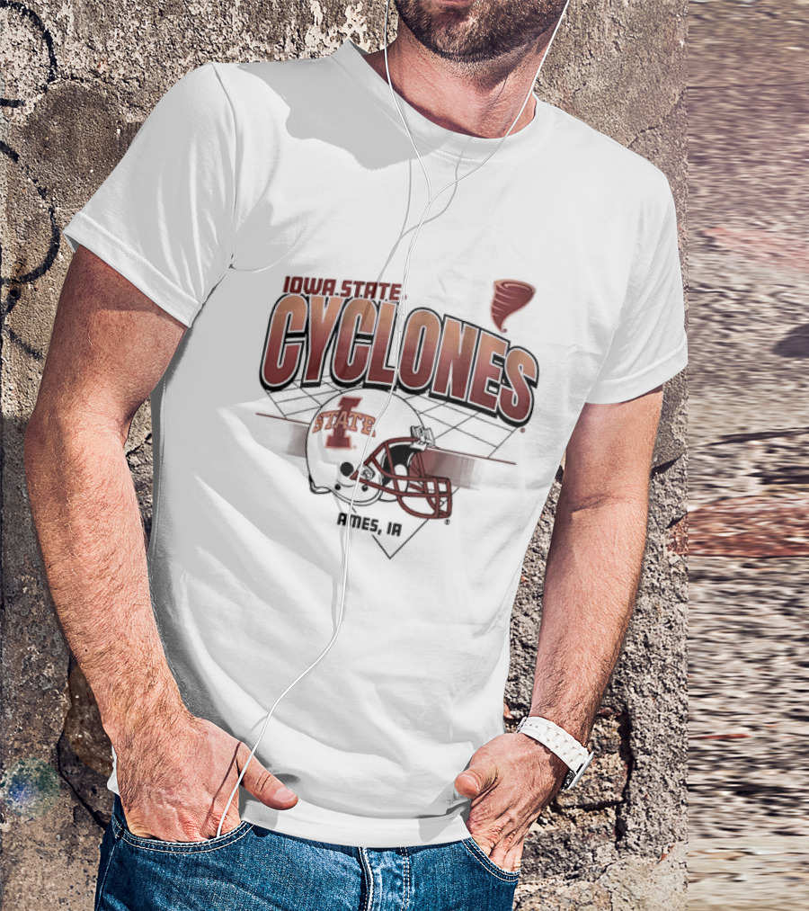 Iowa State Cyclones Ames Helmet Grid Tornado Vintage T-Shirt