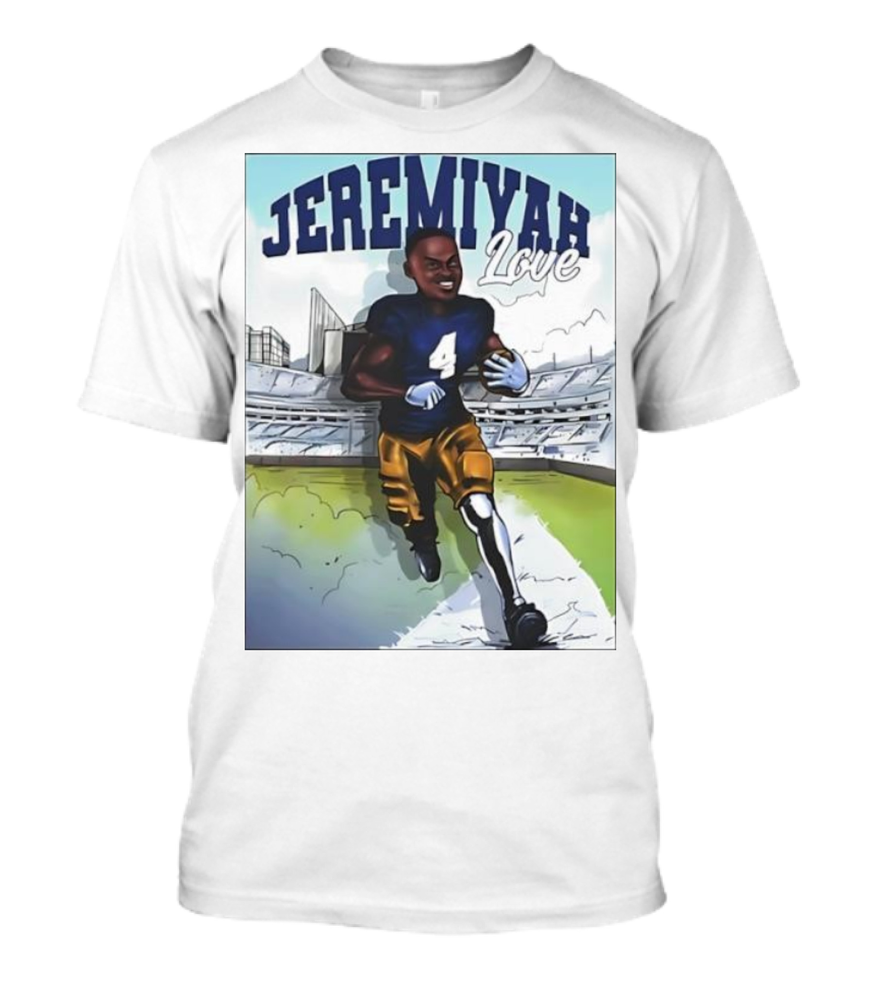 Jeremiyah Love Football Player Number Four Stadium Scene T-Shirt
