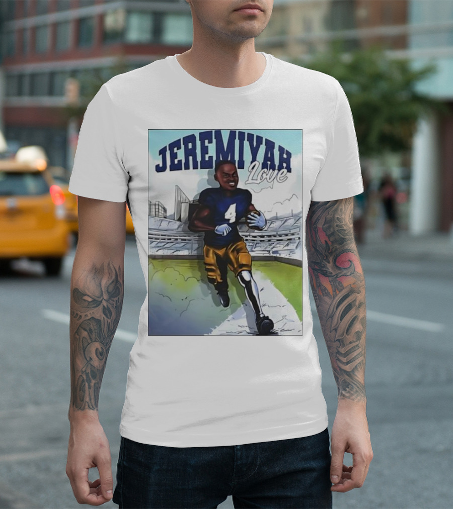 Jeremiyah Love Football Player Number Four Stadium Scene T-Shirt