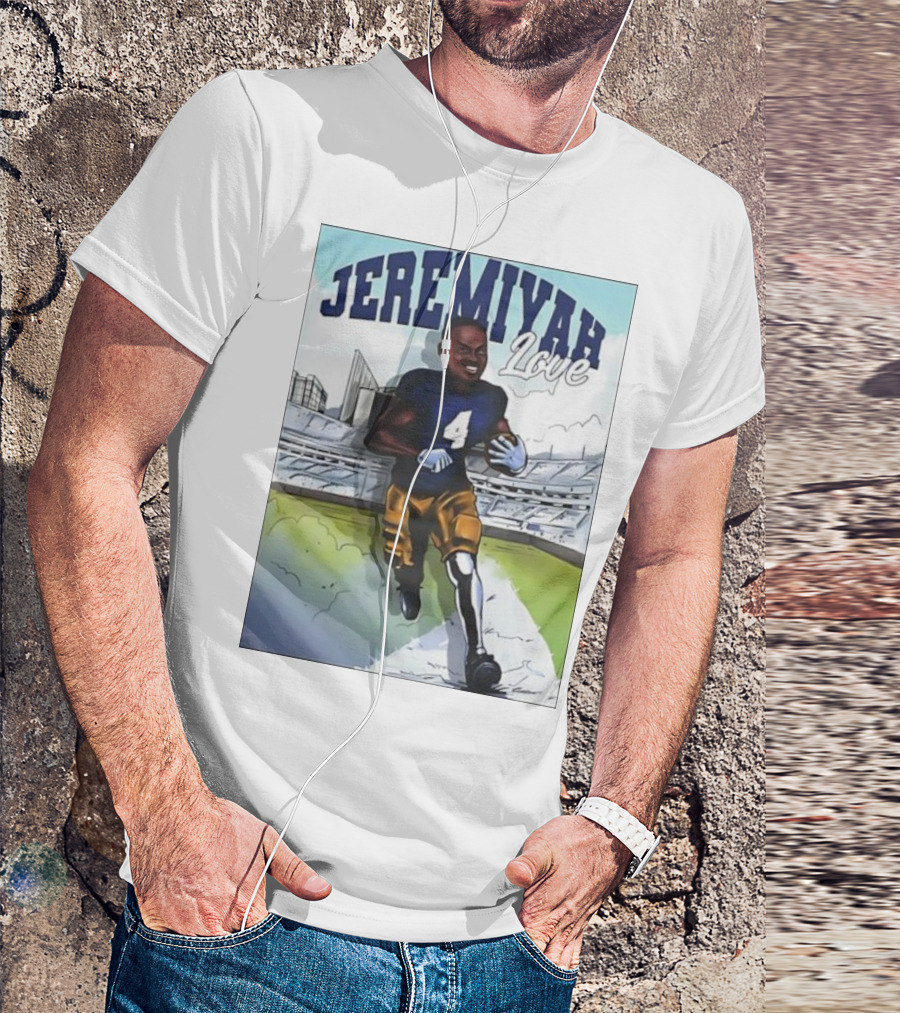 Jeremiyah Love Football Player Number Four Stadium Scene T-Shirt
