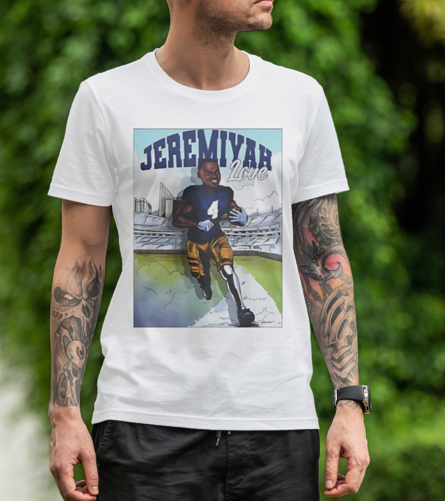 Jeremiyah Love Football Player Number Four Stadium Scene T-Shirt