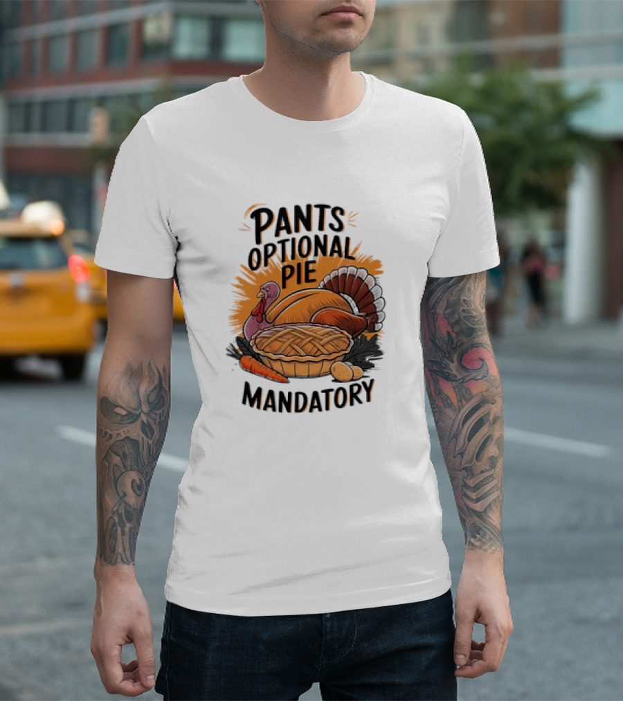 Pants Optional Pie Mandatory Thanksgiving Turkey and Pie T-Shirt