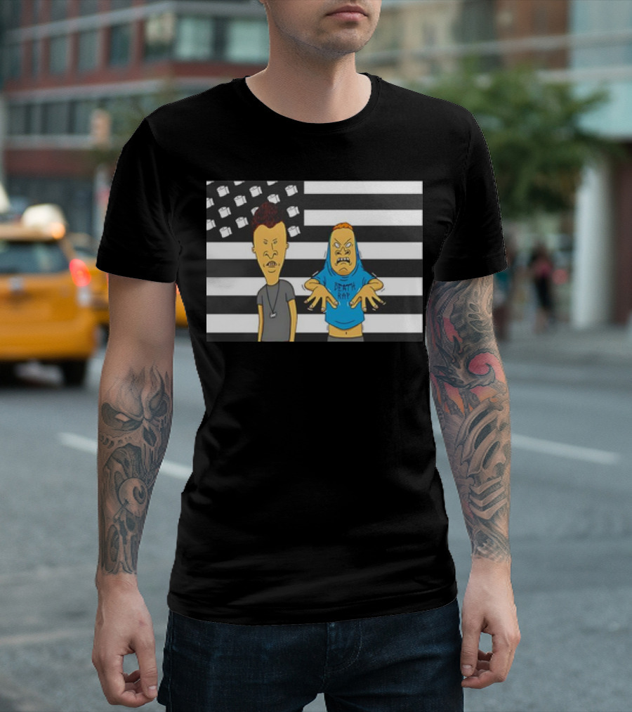 Beavis and Butthead Cornholio Death Rap American Flag T-Shirt