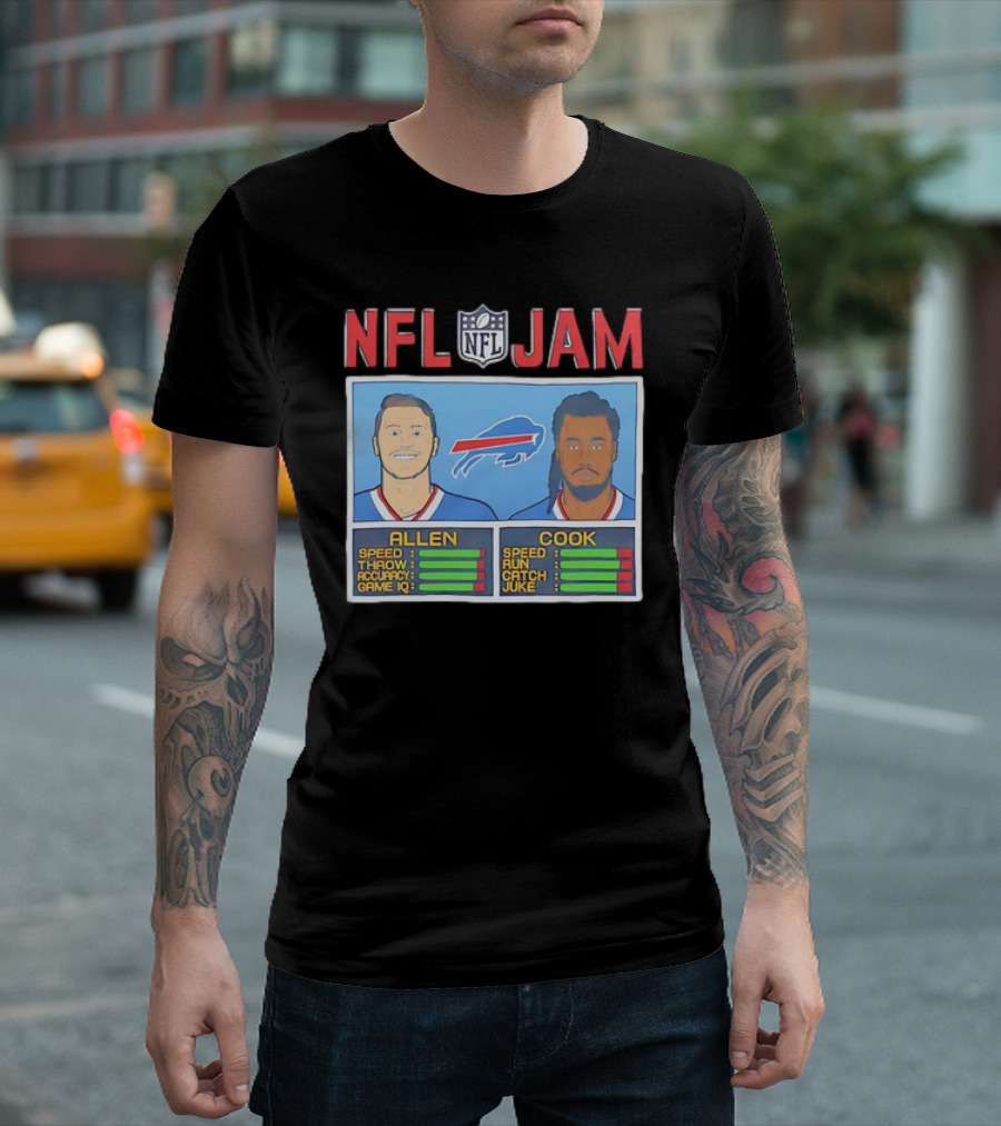 Buffalo Bills Josh Allen James Cook NFL Jam Player Stats T-Shirt