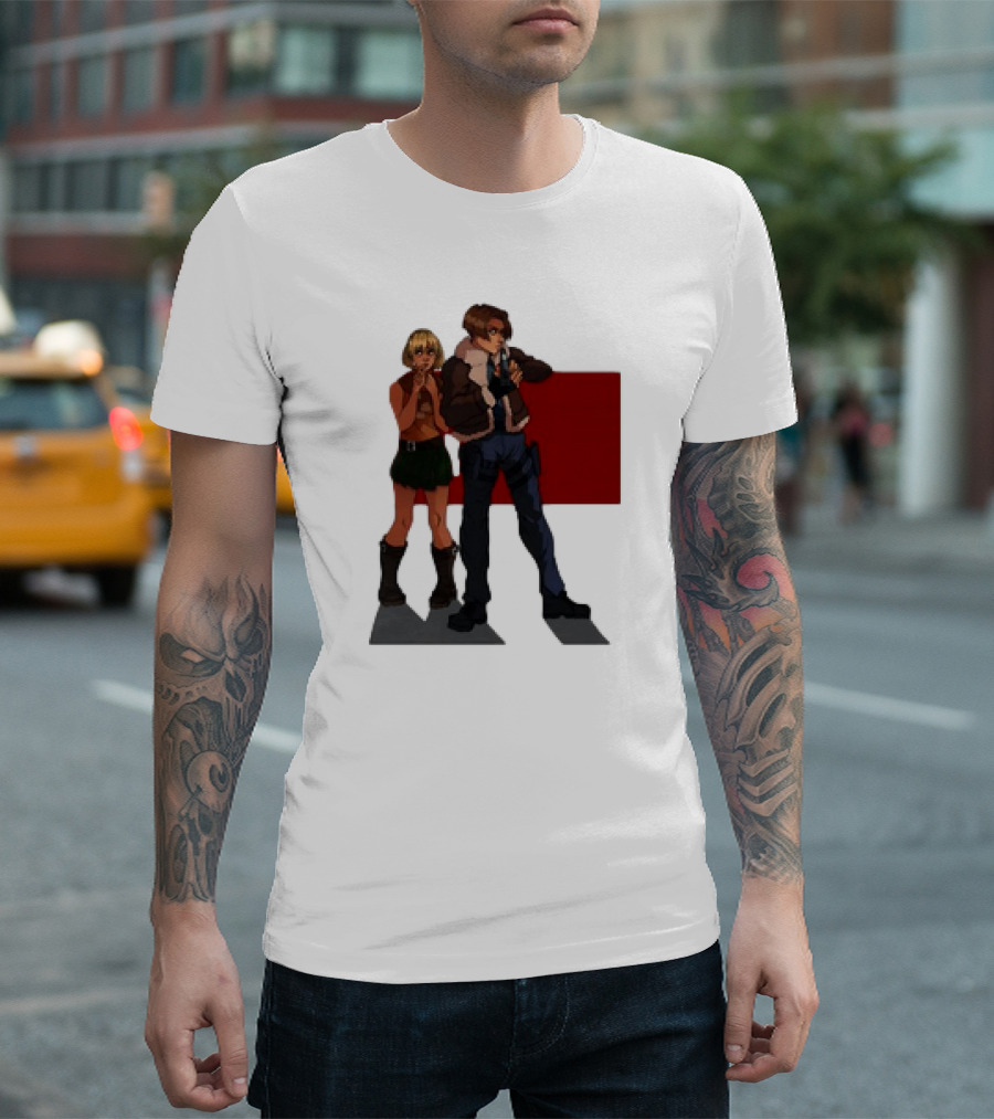 Resident Evil Leon And Ashley Anime Style Duo T-Shirt