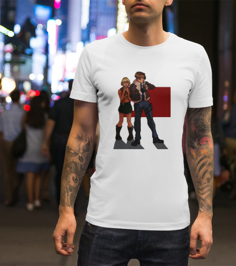 Resident Evil Leon And Ashley Anime Style Duo T-Shirt