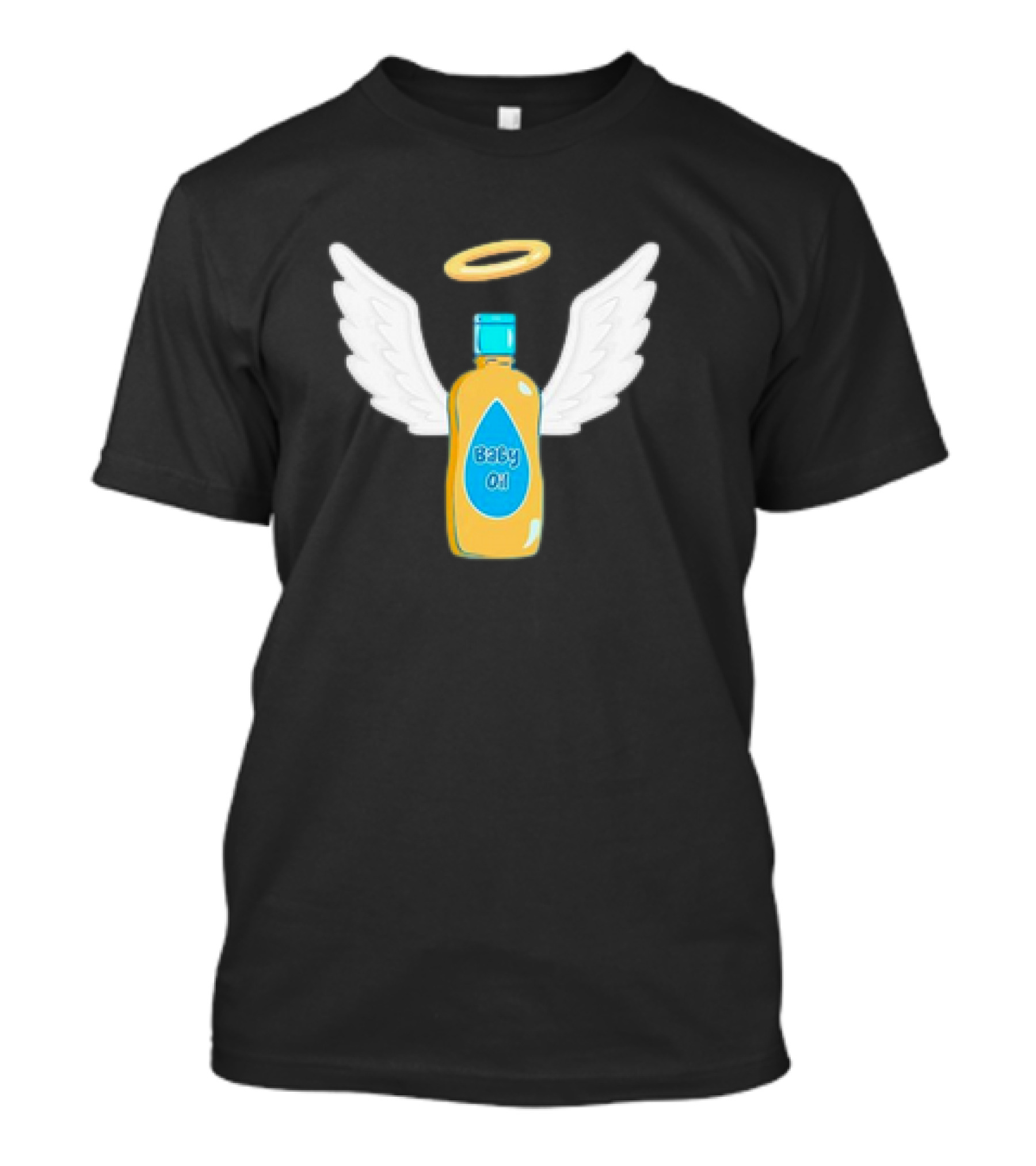 Baby Oil Angel Wings Funny Party Hilarious Halloween T-Shirt