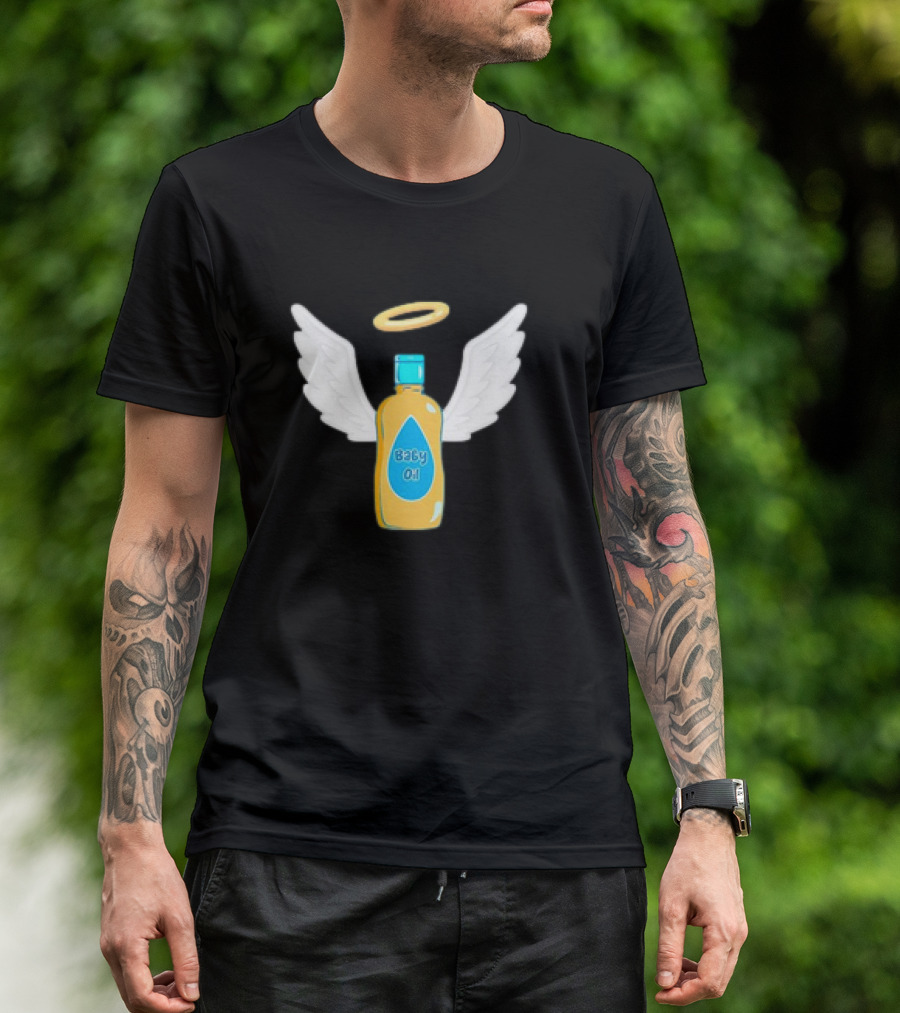 Baby Oil Angel Wings Funny Party Hilarious Halloween T-Shirt