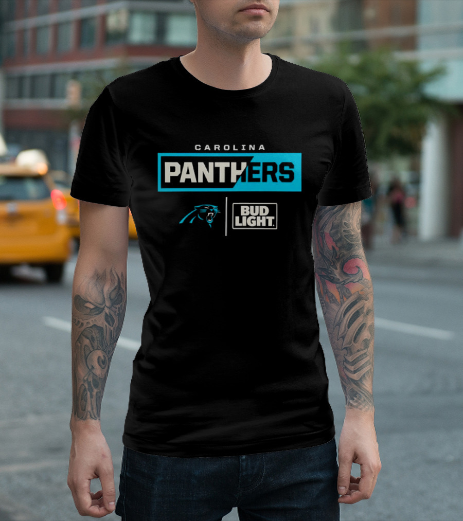Carolina Panthers Bud Light 2024 Logo Collaboration T-Shirt