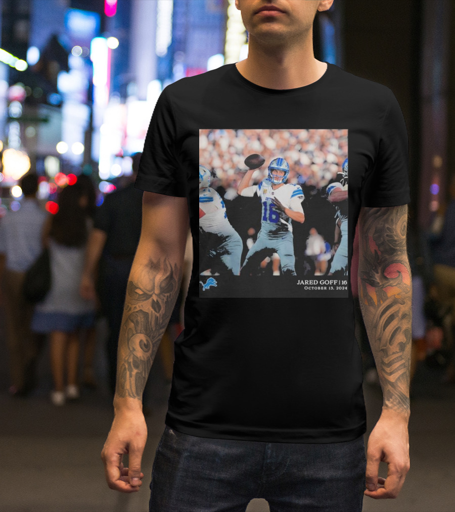 Jared Goff 16 Detroit Lions October 13 2024 NFL Football T-Shirt
