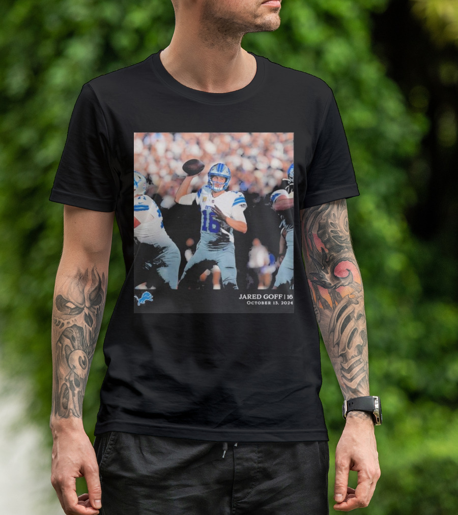 Jared Goff 16 Detroit Lions October 13 2024 NFL Football T-Shirt