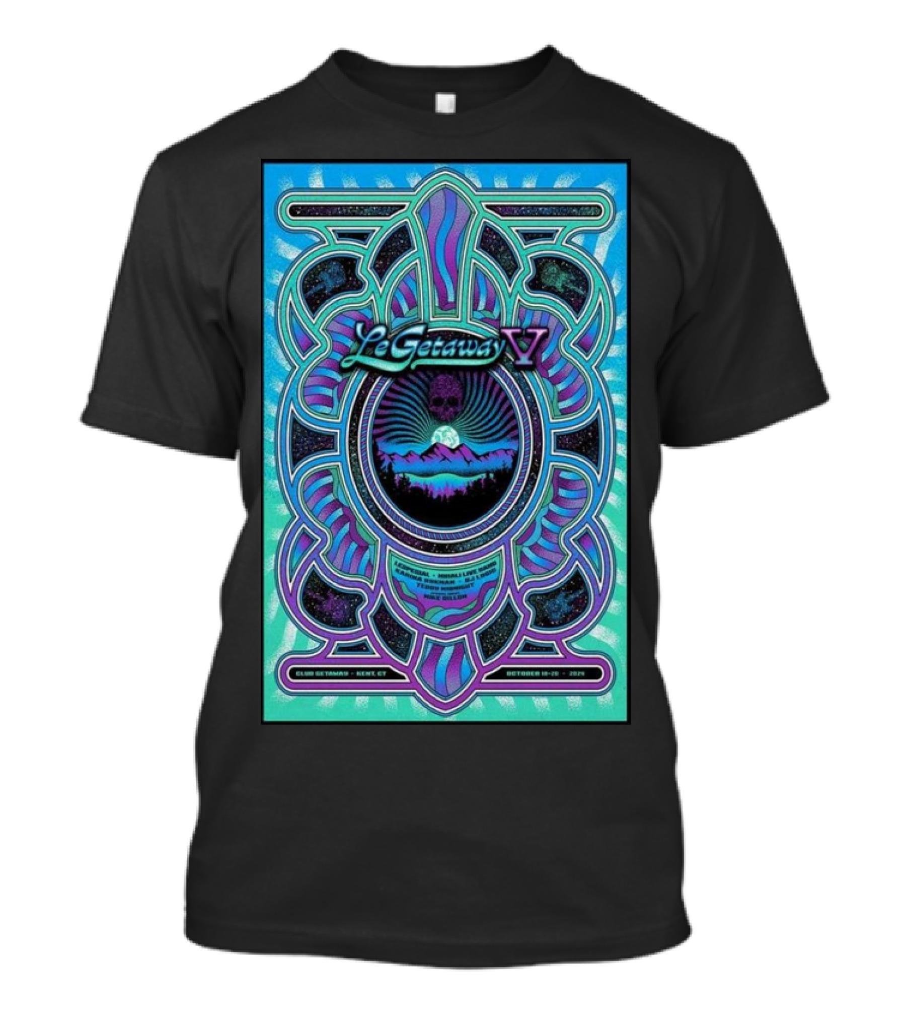 Le Getaway V At Club Getaway Kent CT Oct 18-20 2024 With Psychedelic Mountain Skull T-Shirt