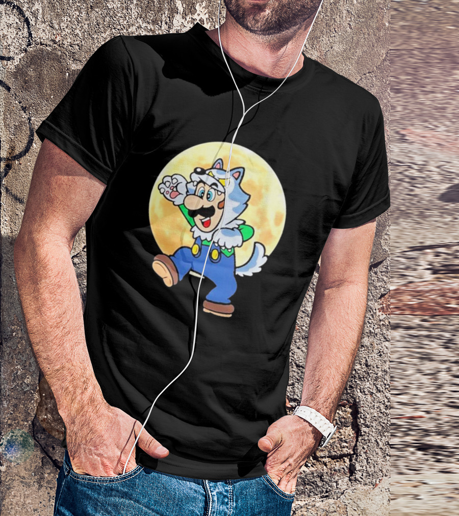 Luigi Werewolf Moon Halloween T-Shirt