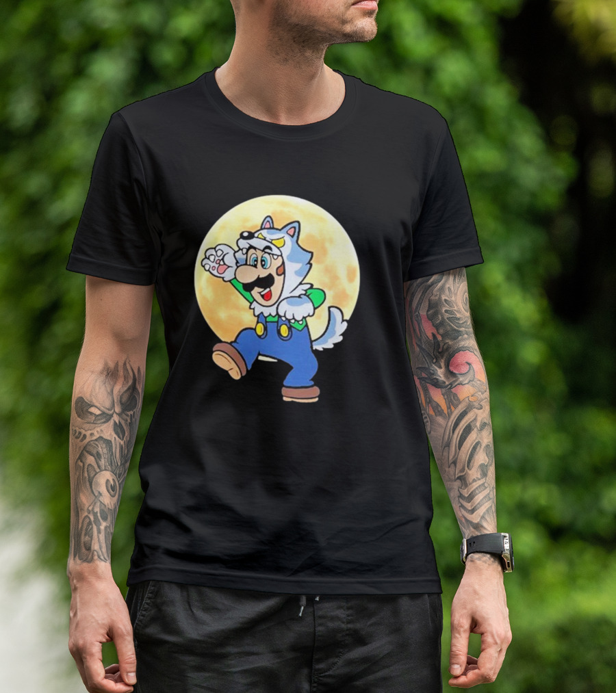 Luigi Werewolf Moon Halloween T-Shirt