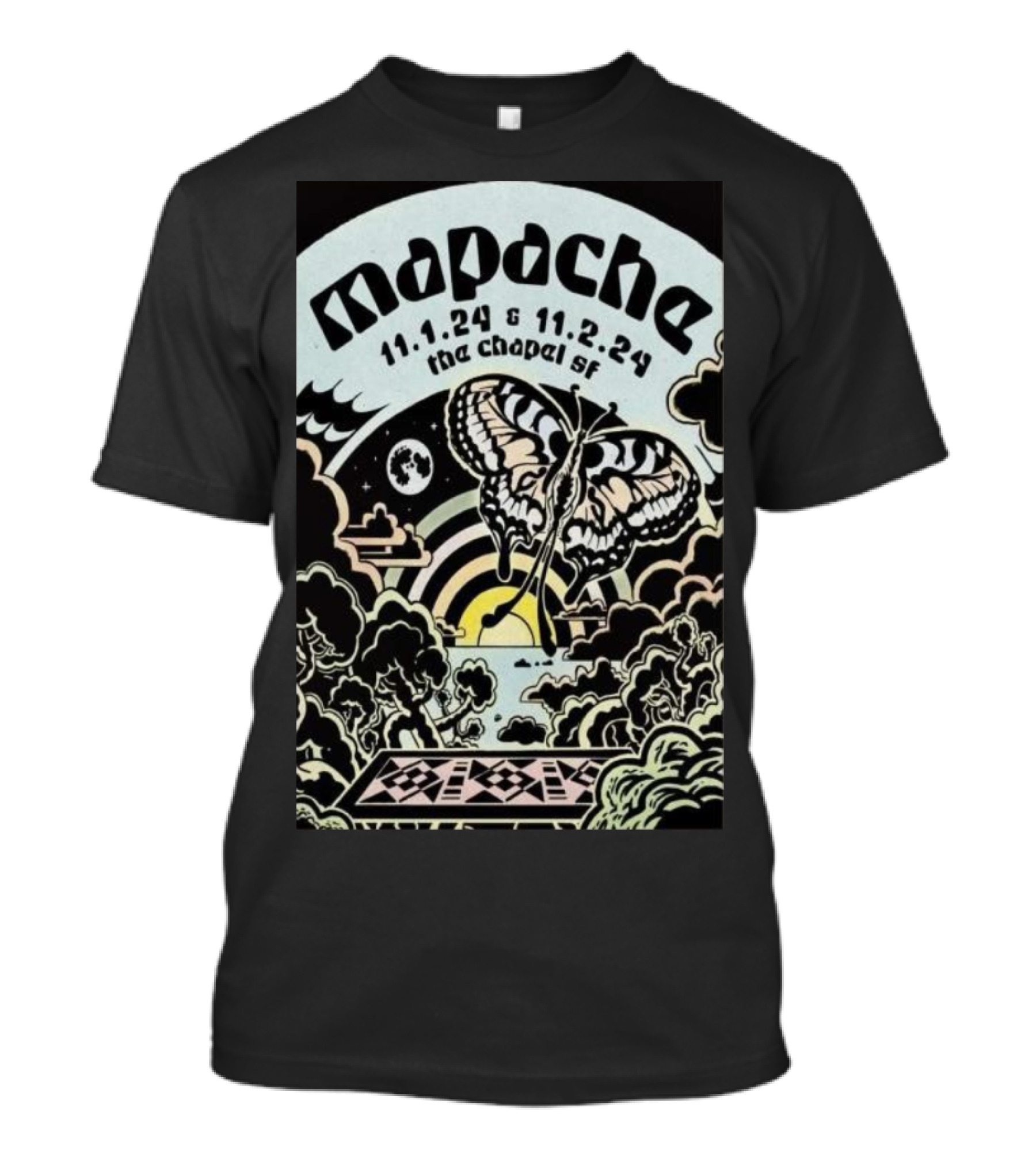 Mapache November 1-2 2024 The Chapel SF Butterfly Moon Art Deco T-Shirt