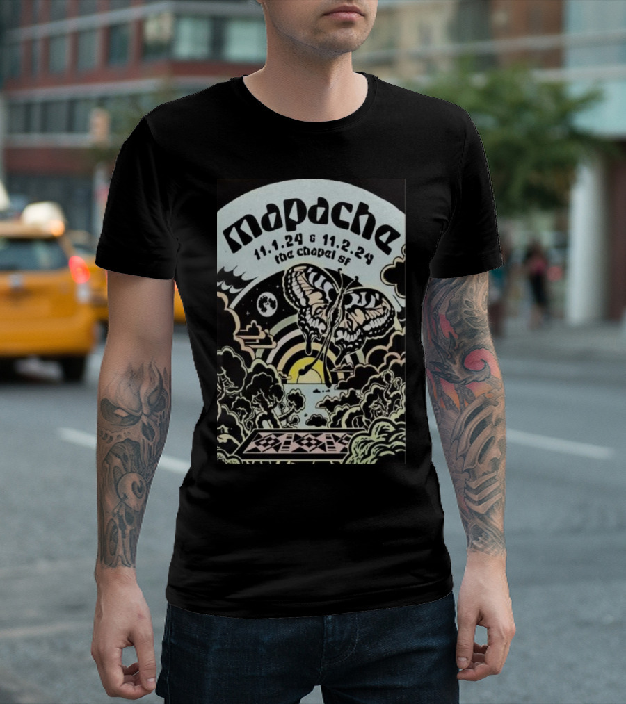 Mapache November 1-2 2024 The Chapel SF Butterfly Moon Art Deco T-Shirt