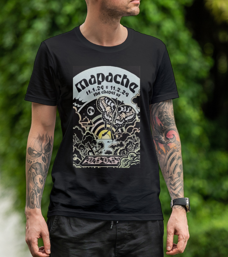 Mapache November 1-2 2024 The Chapel SF Butterfly Moon Art Deco T-Shirt