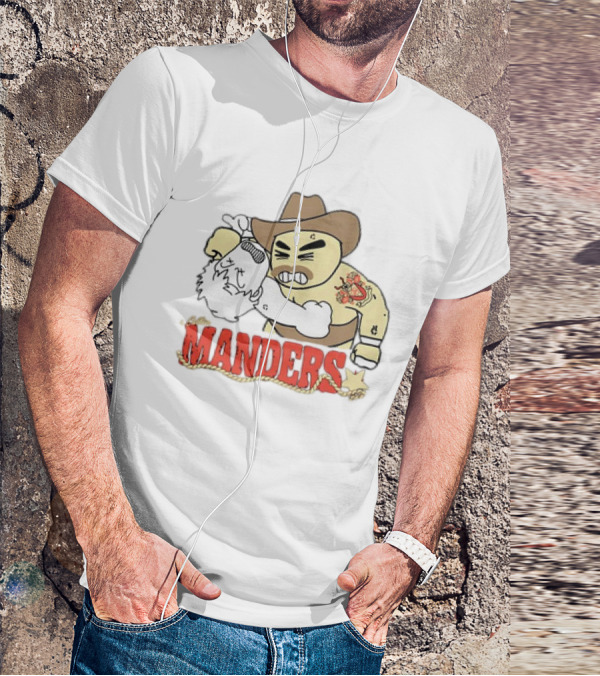 Manders Cartoon Cowboy Punching Drawing T-Shirt