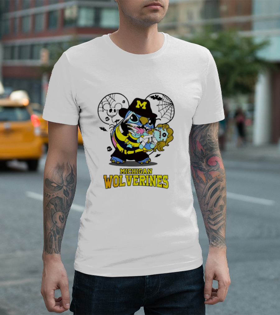 Michigan Wolverines Halloween Stitch Freddy Krueger T-Shirt