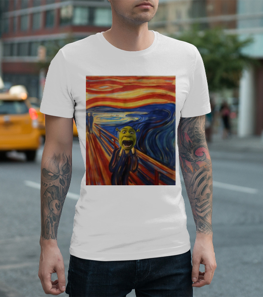 Shrek The Scream Edvard Munch Style Parody Painting T-Shirt