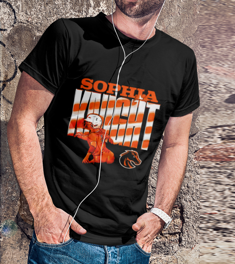 Boise State Broncos Sophia Knight Football Cartoon With Bronco T-Shirt