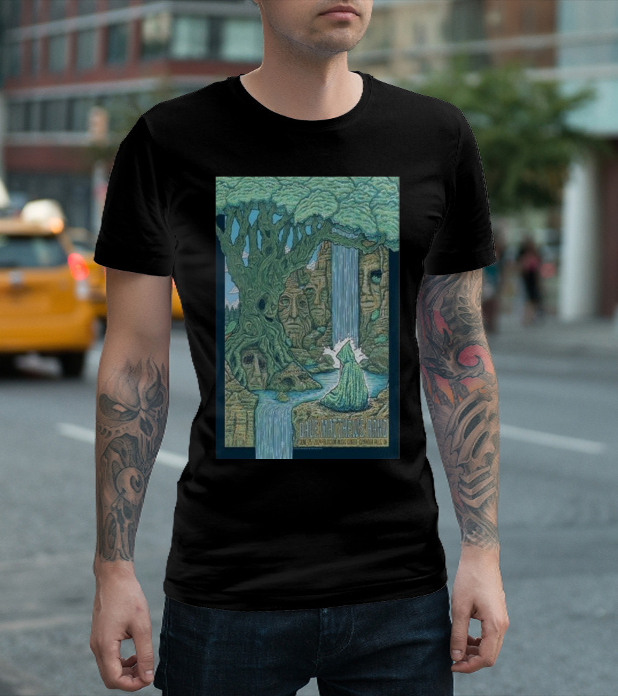 Dave Matthews Band June 25 2024 Blossom Music Center Cuyahoga Falls OH Tree Faces Waterfall Scene T-Shirt