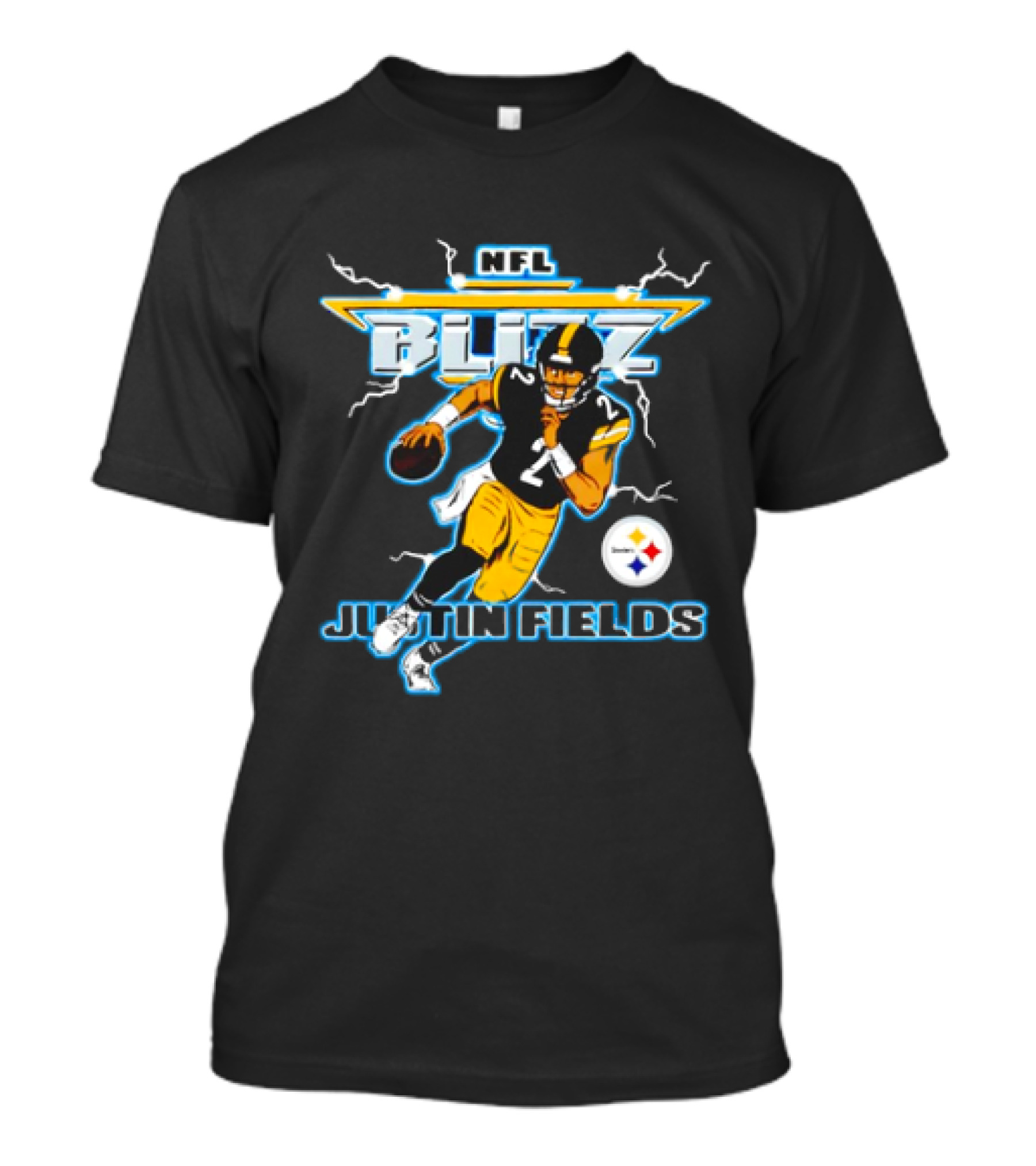 NFL Blitz Steelers Justin Fields Running Action T-Shirt