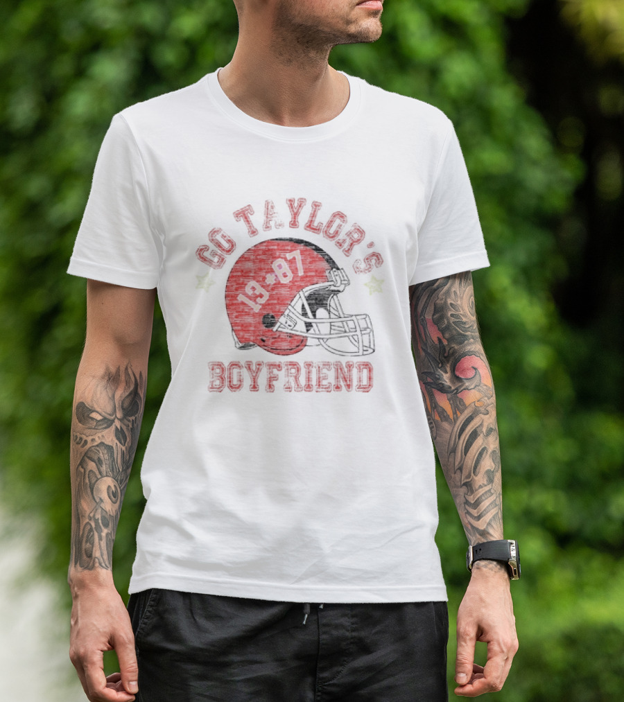 Go Taylor’s Boyfriend 13 87 Football Helmet T-Shirt