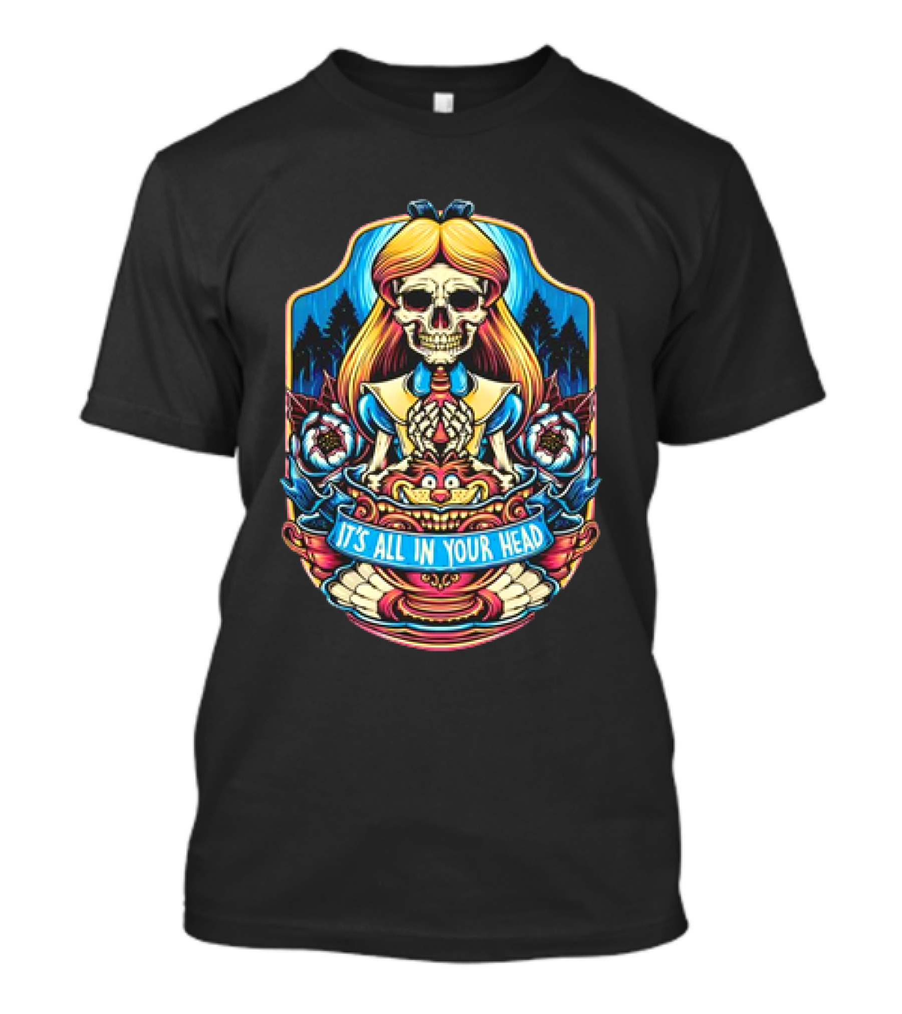 Alice In Wonderland Skull It's All In Your Head Halloween T-Shirt