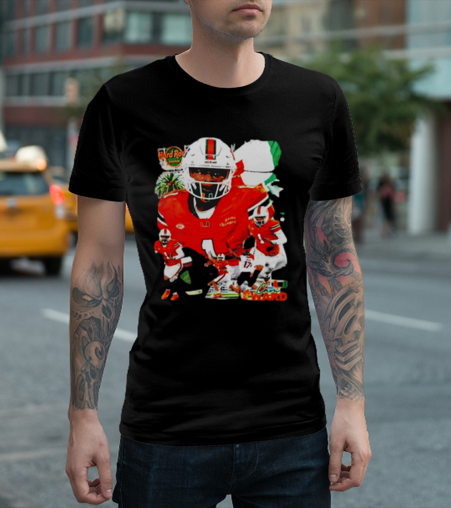 Hard Rock Stadium Miami Hurricanes Cam Ward Football Player T-Shirt