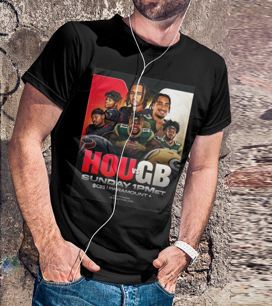 HOU Vs GB Sunday Football 2024 CBS Paramount Plus 1PM ET T-Shirt