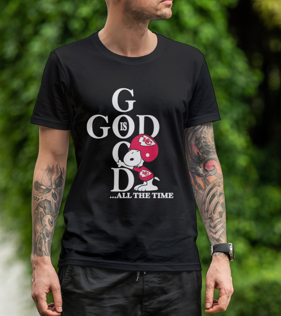 Kansas City Chiefs Snoopy God Is Good All The Time Football Fan Iconic Character Team Spirit T-Shirt