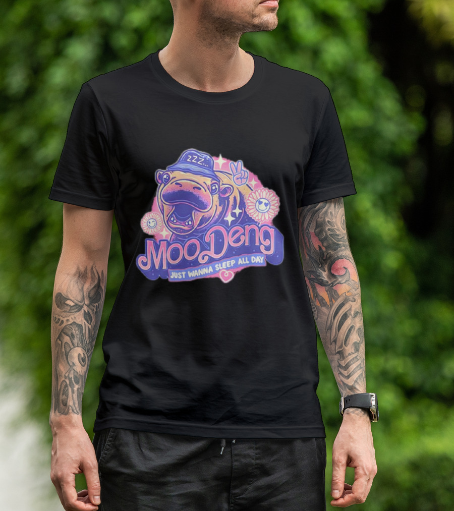 Moo Deng The Hippopotamus Peaceful Sleep ZZZ Just Wanna Sleep All Day T-Shirt